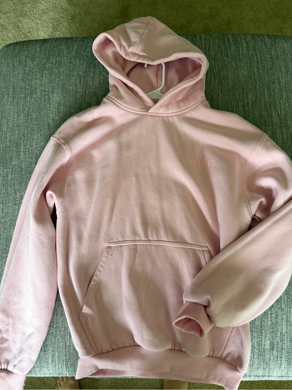Light Pink 'Comfrt' Embroidered Hoodie